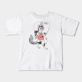 Cat gone fishing Kids T-Shirt